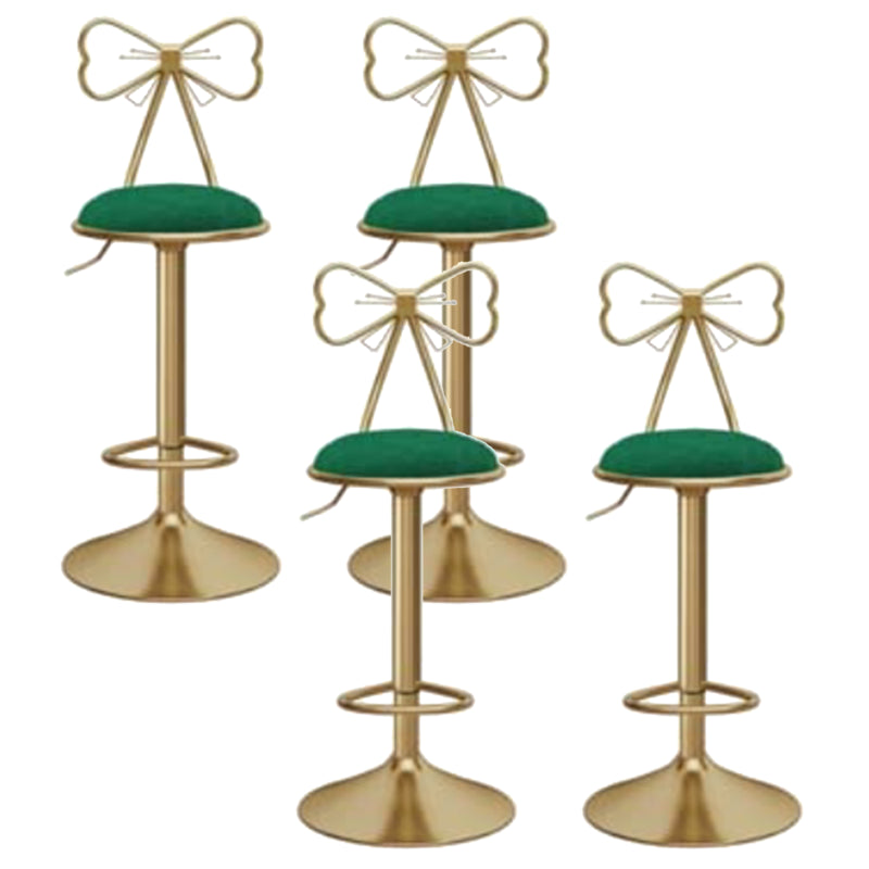 Glam Liftable Backrest Counter Stool Iron Kitchen Bar Stool with Velvet Cushion and Pedal Light Green 4 Piece Set Clearhalo 'Bar Furniture' 'Bar Stools' 'bar_stools' 'furn' 'furn_bar_stools' 'Furniture' 'furniture_bar_stools' 'Kitchen & Dining Furniture' 5061769