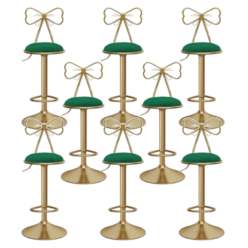 Glam Liftable Backrest Counter Stool Iron Kitchen Bar Stool with Velvet Cushion and Pedal Light Green 8 Piece Set Clearhalo 'Bar Furniture' 'Bar Stools' 'bar_stools' 'furn' 'furn_bar_stools' 'Furniture' 'furniture_bar_stools' 'Kitchen & Dining Furniture' 5061771