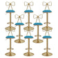 Glam Liftable Backrest Counter Stool Iron Kitchen Bar Stool with Velvet Cushion and Pedal Lake Blue 8 Piece Set Clearhalo 'Bar Furniture' 'Bar Stools' 'bar_stools' 'furn' 'furn_bar_stools' 'Furniture' 'furniture_bar_stools' 'Kitchen & Dining Furniture' 5061775