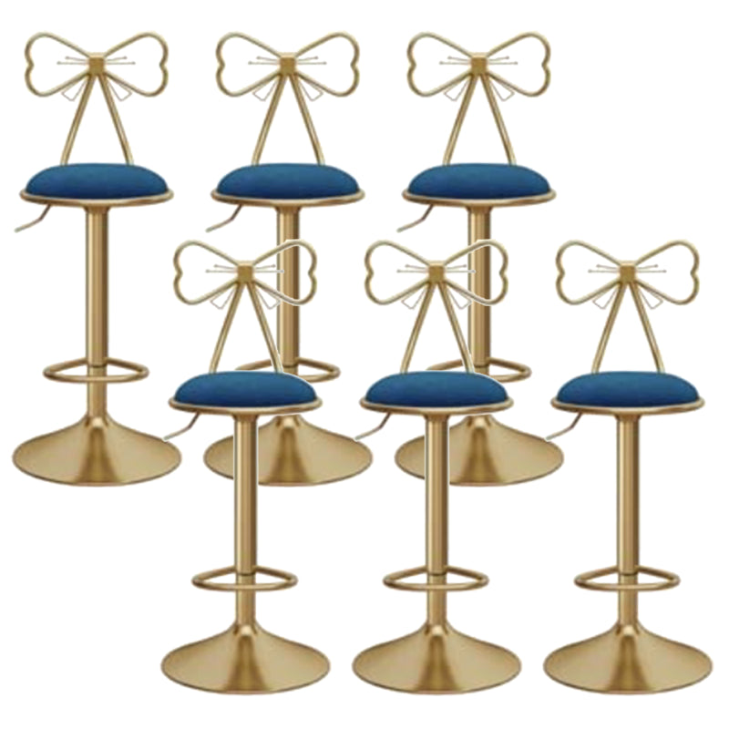 Glam Liftable Backrest Counter Stool Iron Kitchen Bar Stool with Velvet Cushion and Pedal Light Blue 6 Piece Set Clearhalo 'Bar Furniture' 'Bar Stools' 'bar_stools' 'furn' 'furn_bar_stools' 'Furniture' 'furniture_bar_stools' 'Kitchen & Dining Furniture' 5061778