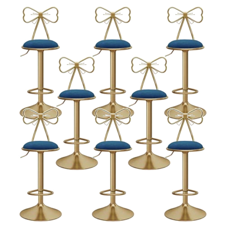 Glam Liftable Backrest Counter Stool Iron Kitchen Bar Stool with Velvet Cushion and Pedal Light Blue 8 Piece Set Clearhalo 'Bar Furniture' 'Bar Stools' 'bar_stools' 'furn' 'furn_bar_stools' 'Furniture' 'furniture_bar_stools' 'Kitchen & Dining Furniture' 5061779