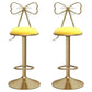 Glam Liftable Backrest Counter Stool Iron Kitchen Bar Stool with Velvet Cushion and Pedal Light Yellow 2 Piece Set Clearhalo 'Bar Furniture' 'Bar Stools' 'bar_stools' 'furn' 'furn_bar_stools' 'Furniture' 'furniture_bar_stools' 'Kitchen & Dining Furniture' 5061780