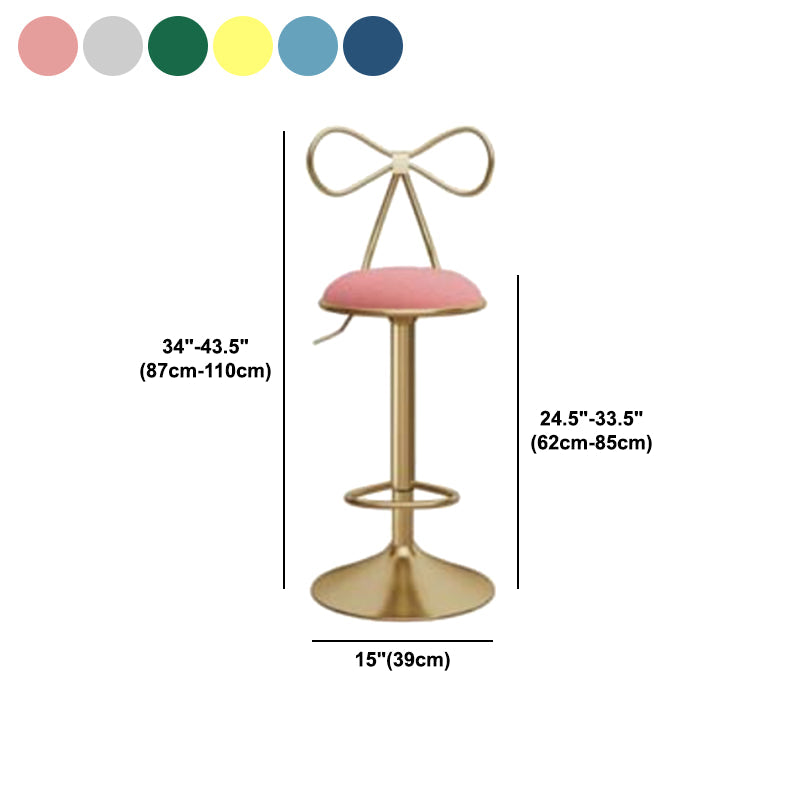 Glam Liftable Backrest Counter Stool Iron Kitchen Bar Stool with Velvet Cushion and Pedal Clearhalo 'Bar Furniture' 'Bar Stools' 'bar_stools' 'furn' 'furn_bar_stools' 'Furniture' 'furniture_bar_stools' 'Kitchen & Dining Furniture' 5061784