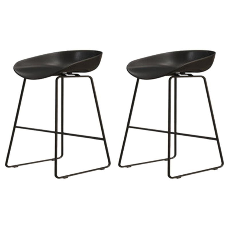 Modern Armless Backrest Counter Stool Iron Cafe Bar Stool with Pedal and Acrylic Seat Black 2 Piece Set Short Stool(18"H) Clearhalo 'Bar Furniture' 'Bar Stools' 'bar_stools' 'furn' 'furn_bar_stools' 'Furniture' 'furniture_bar_stools' 'Kitchen & Dining Furniture' 5061850