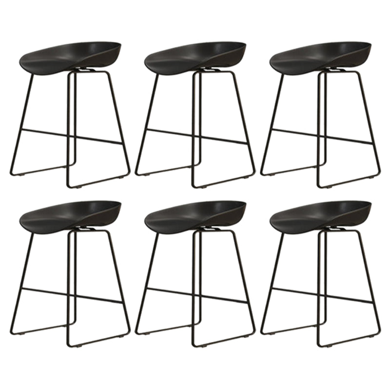 Modern Armless Backrest Counter Stool Iron Cafe Bar Stool with Pedal and Acrylic Seat Black 6 Piece Set Short Stool(18"H) Clearhalo 'Bar Furniture' 'Bar Stools' 'bar_stools' 'furn' 'furn_bar_stools' 'Furniture' 'furniture_bar_stools' 'Kitchen & Dining Furniture' 5061854