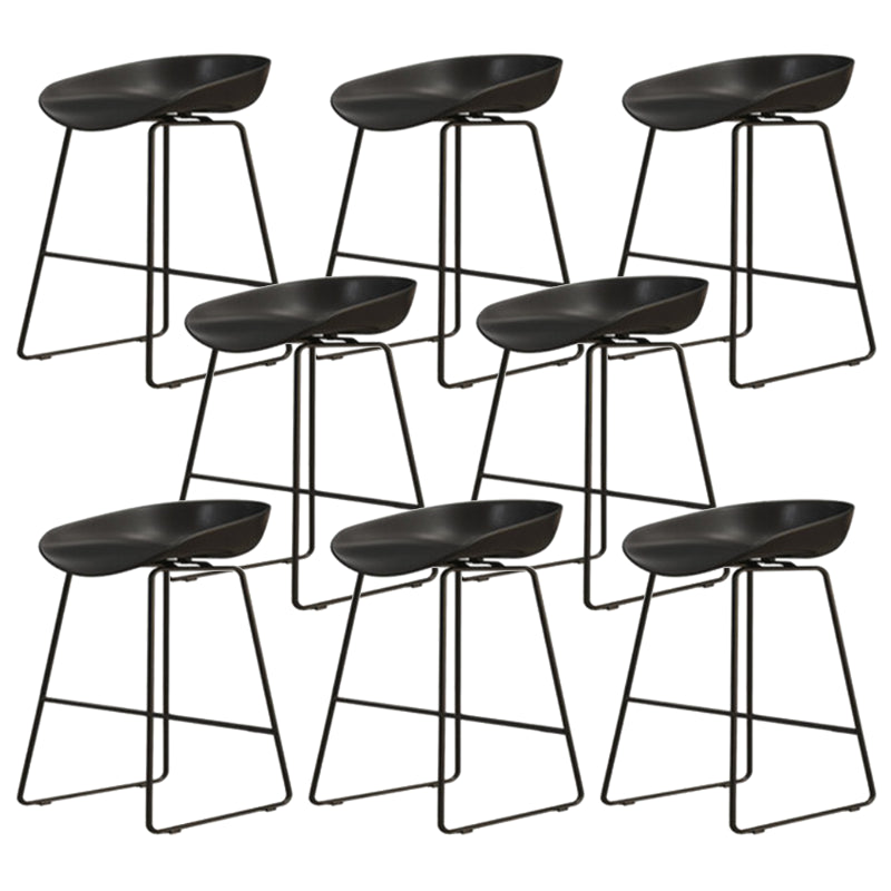 Modern Armless Backrest Counter Stool Iron Cafe Bar Stool with Pedal and Acrylic Seat Black 8 Piece Set Short Stool(18"H) Clearhalo 'Bar Furniture' 'Bar Stools' 'bar_stools' 'furn' 'furn_bar_stools' 'Furniture' 'furniture_bar_stools' 'Kitchen & Dining Furniture' 5061856