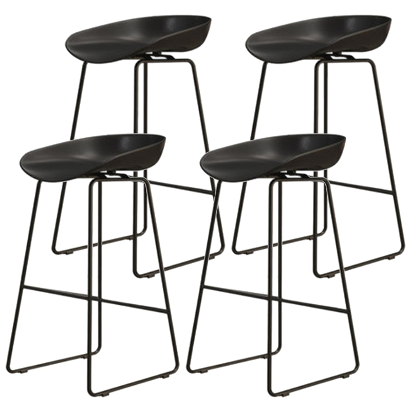 Modern Armless Backrest Counter Stool Iron Cafe Bar Stool with Pedal and Acrylic Seat Black 4 Piece Set Counter Stool(26"H) Clearhalo 'Bar Furniture' 'Bar Stools' 'bar_stools' 'furn' 'furn_bar_stools' 'Furniture' 'furniture_bar_stools' 'Kitchen & Dining Furniture' 5061860