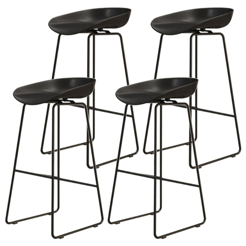 Modern Armless Backrest Counter Stool Iron Cafe Bar Stool with Pedal and Acrylic Seat Black 4 Piece Set Bar Stool(30"H) Clearhalo 'Bar Furniture' 'Bar Stools' 'bar_stools' 'furn' 'furn_bar_stools' 'Furniture' 'furniture_bar_stools' 'Kitchen & Dining Furniture' 5061865