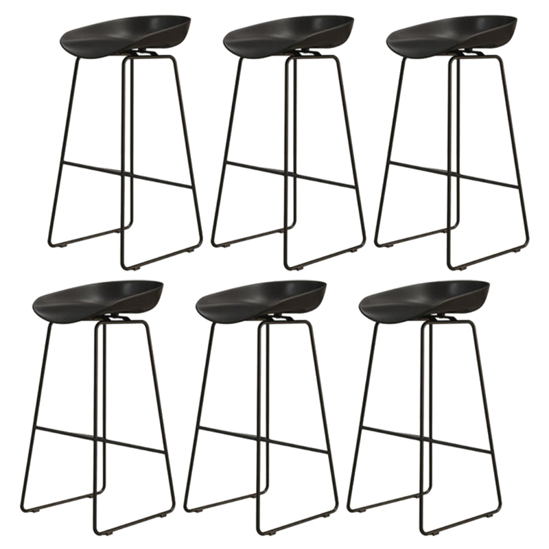 Modern Armless Backrest Counter Stool Iron Cafe Bar Stool with Pedal and Acrylic Seat Black 6 Piece Set Bar Stool(30"H) Clearhalo 'Bar Furniture' 'Bar Stools' 'bar_stools' 'furn' 'furn_bar_stools' 'Furniture' 'furniture_bar_stools' 'Kitchen & Dining Furniture' 5061866