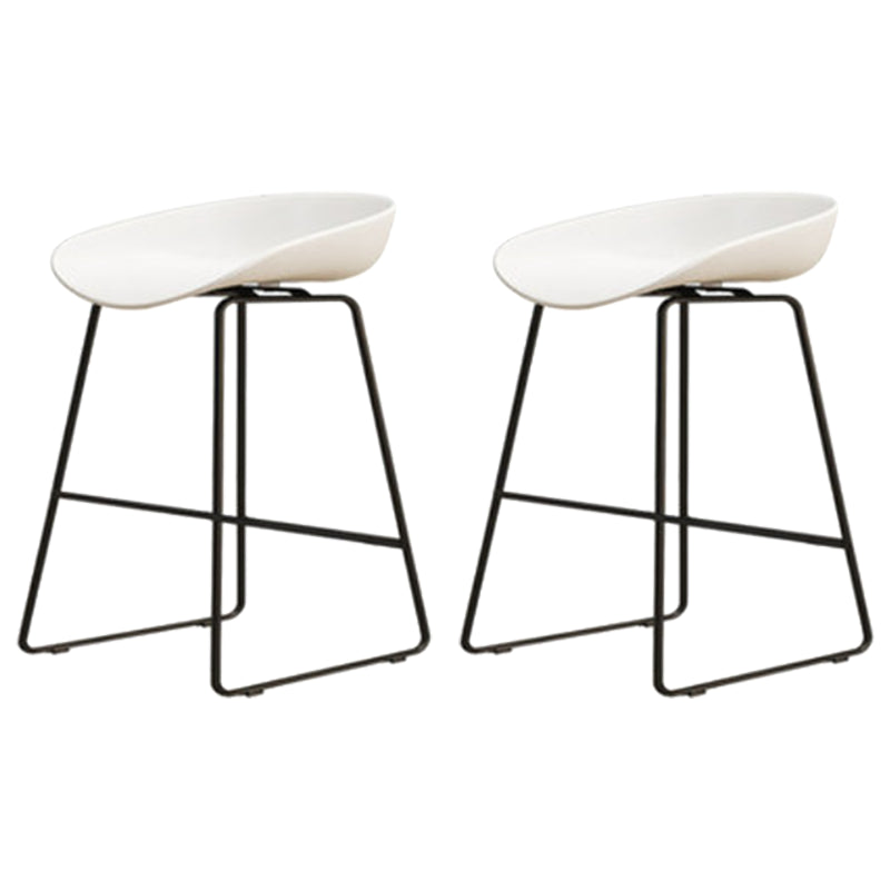 Modern Armless Backrest Counter Stool Iron Cafe Bar Stool with Pedal and Acrylic Seat White 2 Piece Set Short Stool(18"H) Clearhalo 'Bar Furniture' 'Bar Stools' 'bar_stools' 'furn' 'furn_bar_stools' 'Furniture' 'furniture_bar_stools' 'Kitchen & Dining Furniture' 5061868