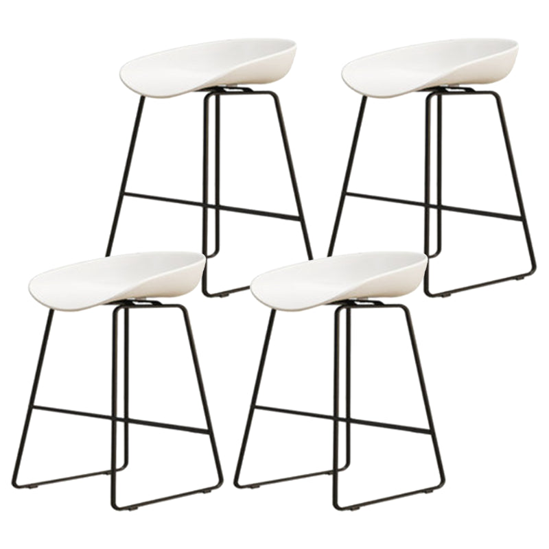 Modern Armless Backrest Counter Stool Iron Cafe Bar Stool with Pedal and Acrylic Seat White 4 Piece Set Short Stool(18"H) Clearhalo 'Bar Furniture' 'Bar Stools' 'bar_stools' 'furn' 'furn_bar_stools' 'Furniture' 'furniture_bar_stools' 'Kitchen & Dining Furniture' 5061869