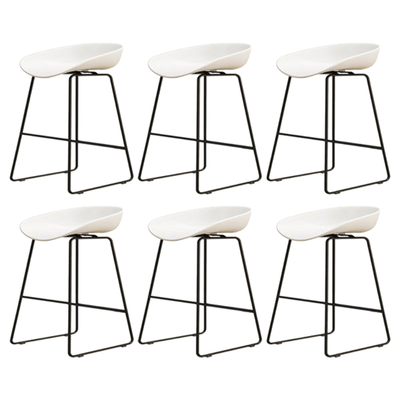 Modern Armless Backrest Counter Stool Iron Cafe Bar Stool with Pedal and Acrylic Seat White 6 Piece Set Short Stool(18"H) Clearhalo 'Bar Furniture' 'Bar Stools' 'bar_stools' 'furn' 'furn_bar_stools' 'Furniture' 'furniture_bar_stools' 'Kitchen & Dining Furniture' 5061870