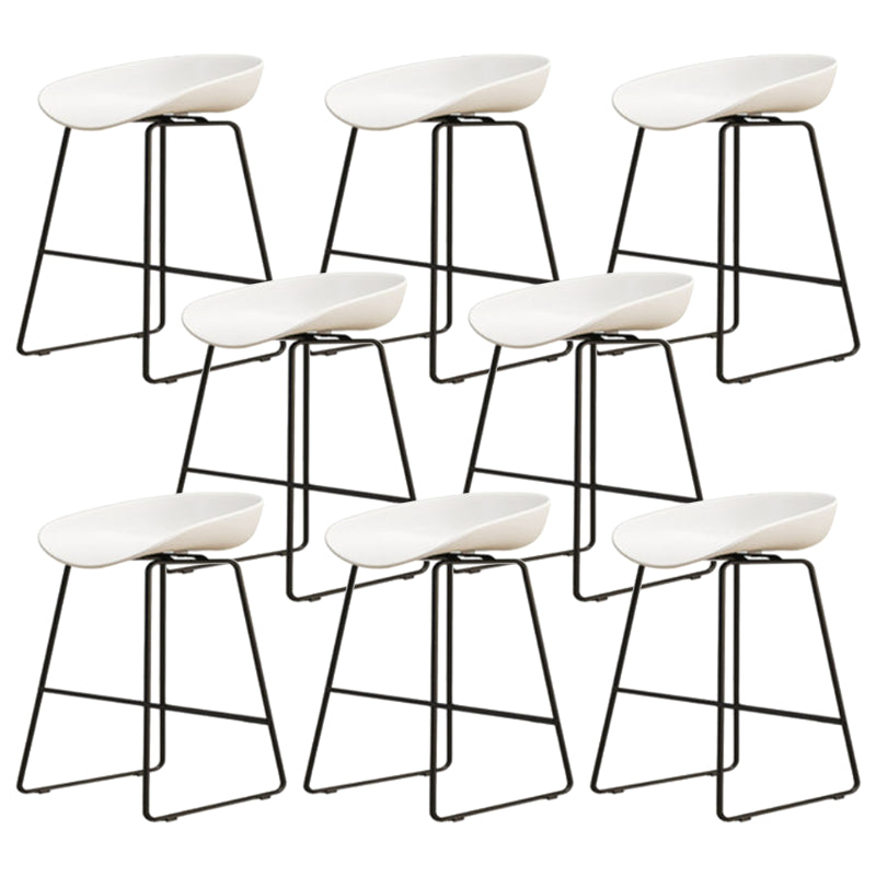 Modern Armless Backrest Counter Stool Iron Cafe Bar Stool with Pedal and Acrylic Seat White 8 Piece Set Short Stool(18"H) Clearhalo 'Bar Furniture' 'Bar Stools' 'bar_stools' 'furn' 'furn_bar_stools' 'Furniture' 'furniture_bar_stools' 'Kitchen & Dining Furniture' 5061871