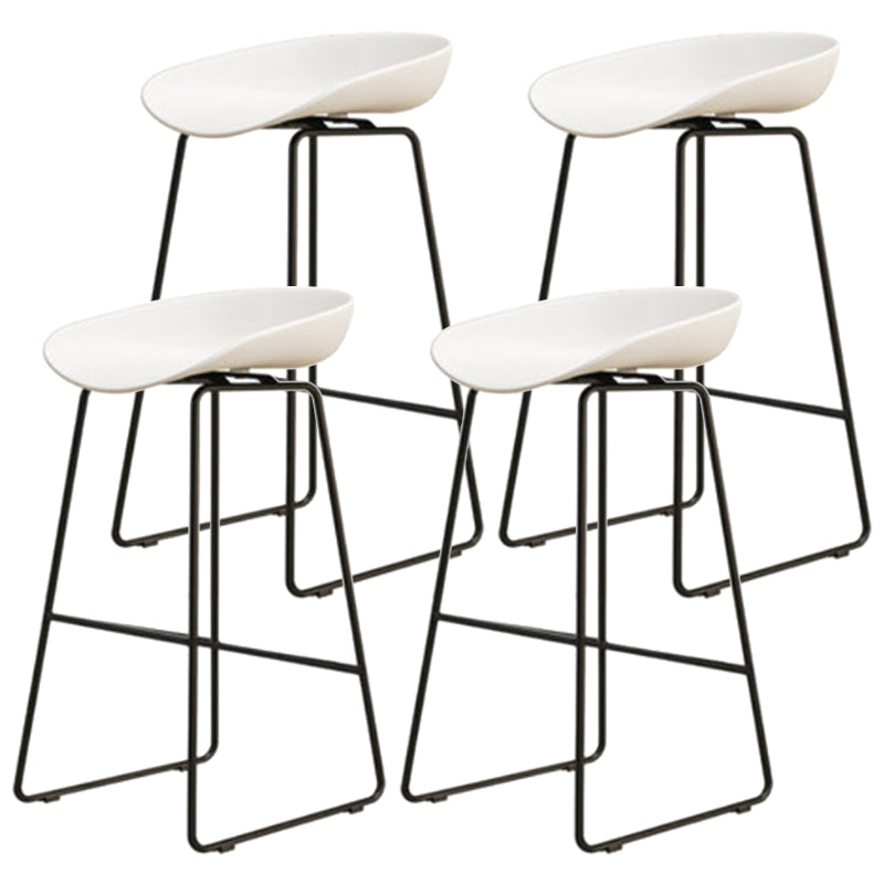 Modern Armless Backrest Counter Stool Iron Cafe Bar Stool with Pedal and Acrylic Seat White 4 Piece Set Counter Stool(26"H) Clearhalo 'Bar Furniture' 'Bar Stools' 'bar_stools' 'furn' 'furn_bar_stools' 'Furniture' 'furniture_bar_stools' 'Kitchen & Dining Furniture' 5061873