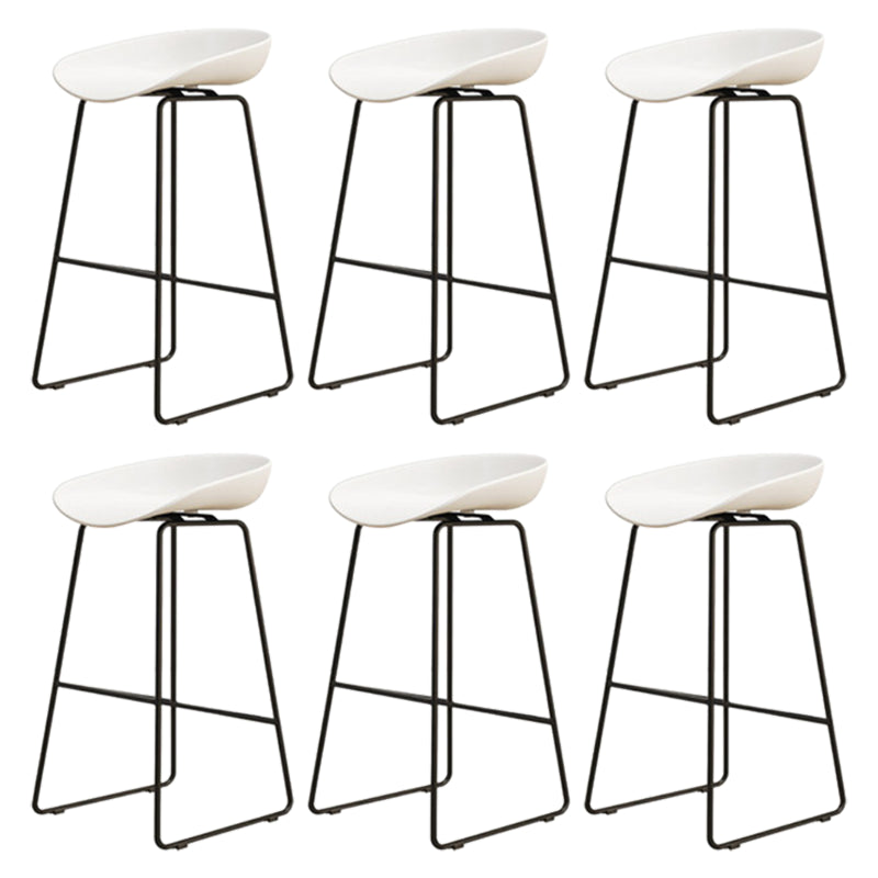 Modern Armless Backrest Counter Stool Iron Cafe Bar Stool with Pedal and Acrylic Seat White 6 Piece Set Counter Stool(26"H) Clearhalo 'Bar Furniture' 'Bar Stools' 'bar_stools' 'furn' 'furn_bar_stools' 'Furniture' 'furniture_bar_stools' 'Kitchen & Dining Furniture' 5061874
