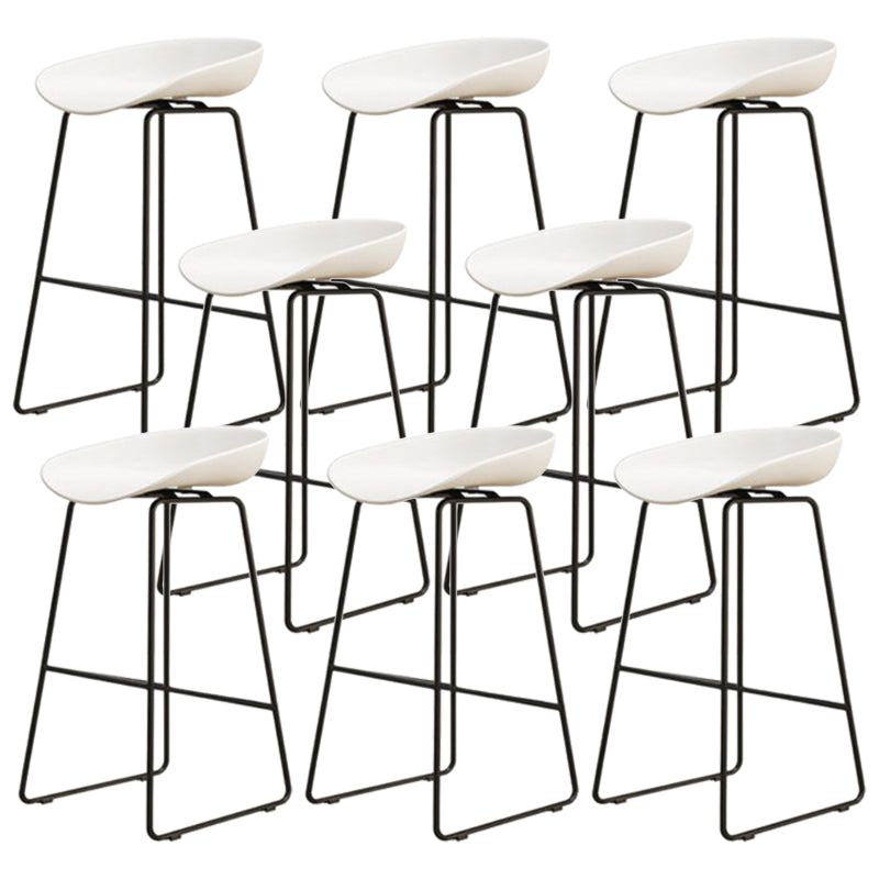 Modern Armless Backrest Counter Stool Iron Cafe Bar Stool with Pedal and Acrylic Seat White 8 Piece Set Counter Stool(26"H) Clearhalo 'Bar Furniture' 'Bar Stools' 'bar_stools' 'furn' 'furn_bar_stools' 'Furniture' 'furniture_bar_stools' 'Kitchen & Dining Furniture' 5061875