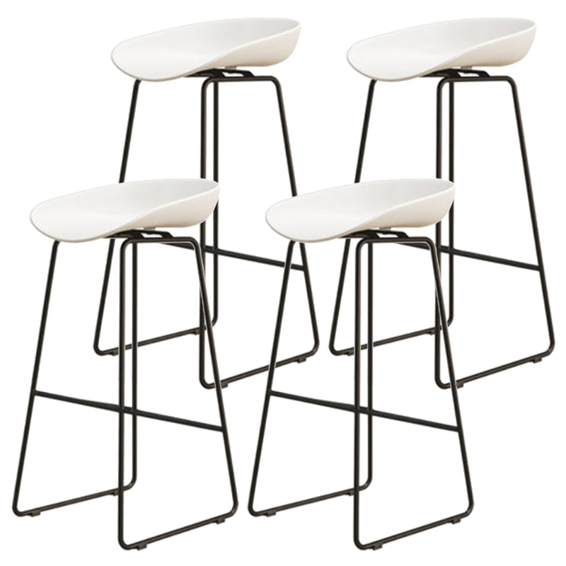 Modern Armless Backrest Counter Stool Iron Cafe Bar Stool with Pedal and Acrylic Seat White 4 Piece Set Bar Stool(30"H) Clearhalo 'Bar Furniture' 'Bar Stools' 'bar_stools' 'furn' 'furn_bar_stools' 'Furniture' 'furniture_bar_stools' 'Kitchen & Dining Furniture' 5061877