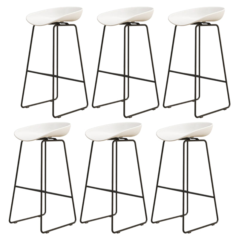 Modern Armless Backrest Counter Stool Iron Cafe Bar Stool with Pedal and Acrylic Seat White 6 Piece Set Bar Stool(30"H) Clearhalo 'Bar Furniture' 'Bar Stools' 'bar_stools' 'furn' 'furn_bar_stools' 'Furniture' 'furniture_bar_stools' 'Kitchen & Dining Furniture' 5061878