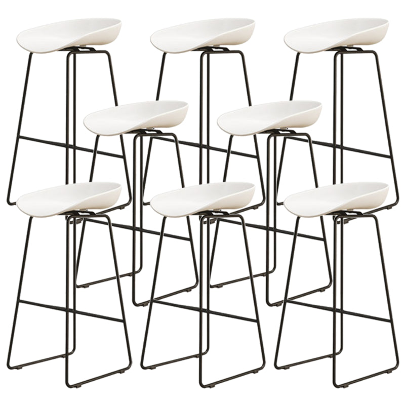 Modern Armless Backrest Counter Stool Iron Cafe Bar Stool with Pedal and Acrylic Seat White 8 Piece Set Bar Stool(30"H) Clearhalo 'Bar Furniture' 'Bar Stools' 'bar_stools' 'furn' 'furn_bar_stools' 'Furniture' 'furniture_bar_stools' 'Kitchen & Dining Furniture' 5061879