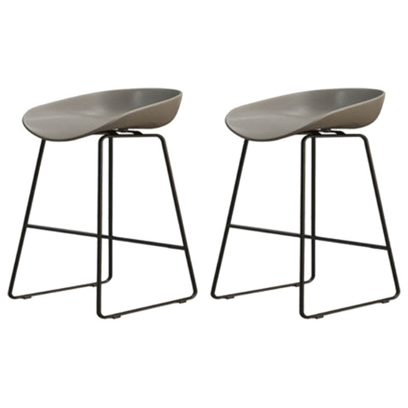 Modern Armless Backrest Counter Stool Iron Cafe Bar Stool with Pedal and Acrylic Seat Gray 2 Piece Set Short Stool(18"H) Clearhalo 'Bar Furniture' 'Bar Stools' 'bar_stools' 'furn' 'furn_bar_stools' 'Furniture' 'furniture_bar_stools' 'Kitchen & Dining Furniture' 5061880