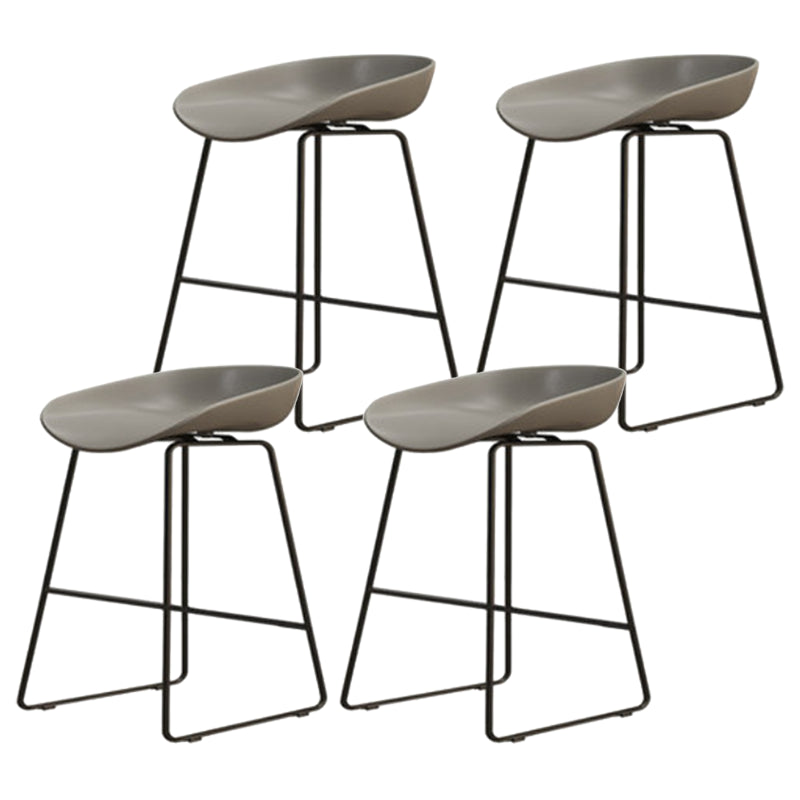 Modern Armless Backrest Counter Stool Iron Cafe Bar Stool with Pedal and Acrylic Seat Gray 4 Piece Set Short Stool(18"H) Clearhalo 'Bar Furniture' 'Bar Stools' 'bar_stools' 'furn' 'furn_bar_stools' 'Furniture' 'furniture_bar_stools' 'Kitchen & Dining Furniture' 5061881