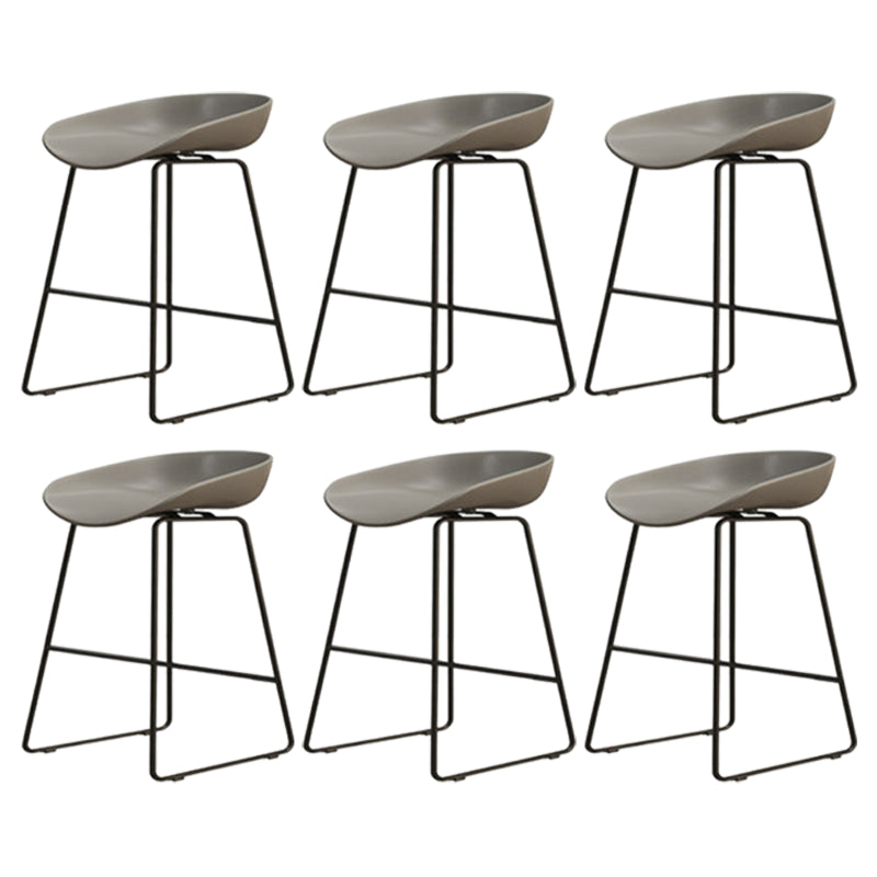 Modern Armless Backrest Counter Stool Iron Cafe Bar Stool with Pedal and Acrylic Seat Gray 6 Piece Set Short Stool(18"H) Clearhalo 'Bar Furniture' 'Bar Stools' 'bar_stools' 'furn' 'furn_bar_stools' 'Furniture' 'furniture_bar_stools' 'Kitchen & Dining Furniture' 5061882