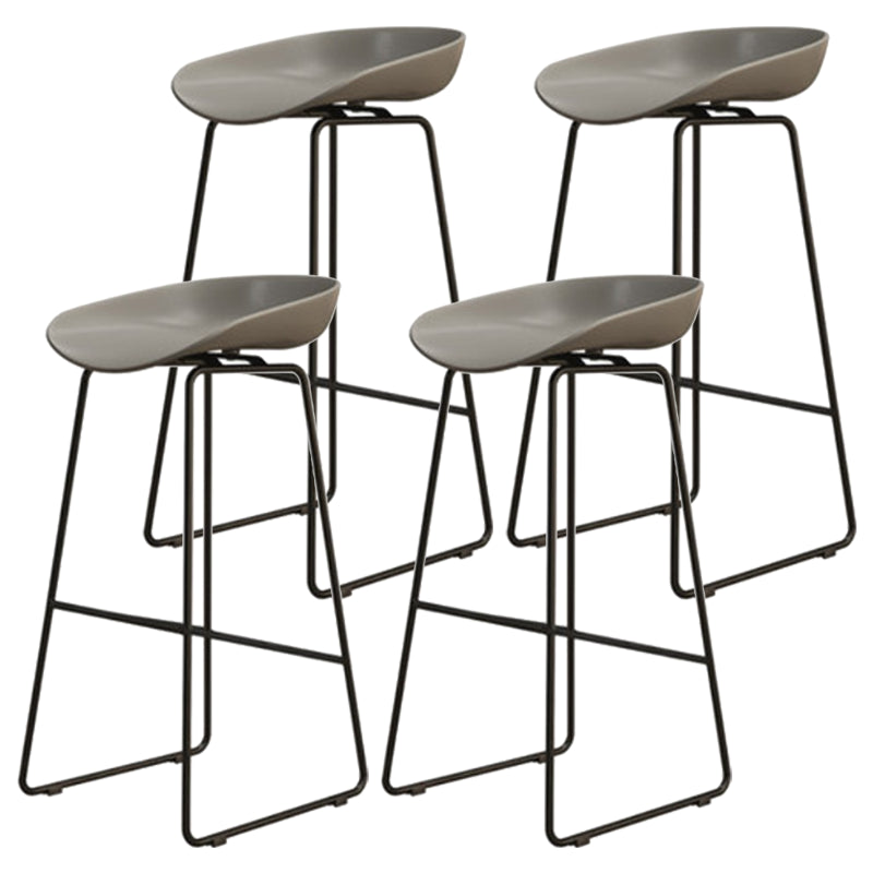 Modern Armless Backrest Counter Stool Iron Cafe Bar Stool with Pedal and Acrylic Seat Gray 4 Piece Set Bar Stool(30"H) Clearhalo 'Bar Furniture' 'Bar Stools' 'bar_stools' 'furn' 'furn_bar_stools' 'Furniture' 'furniture_bar_stools' 'Kitchen & Dining Furniture' 5061889