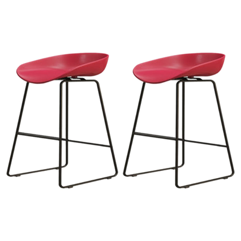 Modern Armless Backrest Counter Stool Iron Cafe Bar Stool with Pedal and Acrylic Seat Red 2 Piece Set Short Stool(18"H) Clearhalo 'Bar Furniture' 'Bar Stools' 'bar_stools' 'furn' 'furn_bar_stools' 'Furniture' 'furniture_bar_stools' 'Kitchen & Dining Furniture' 5061892