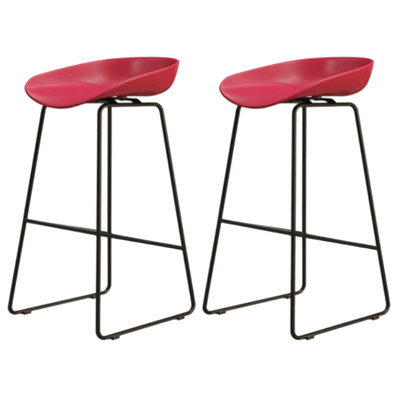 Modern Armless Backrest Counter Stool Iron Cafe Bar Stool with Pedal and Acrylic Seat Red 2 Piece Set Counter Stool(26"H) Clearhalo 'Bar Furniture' 'Bar Stools' 'bar_stools' 'furn' 'furn_bar_stools' 'Furniture' 'furniture_bar_stools' 'Kitchen & Dining Furniture' 5061896