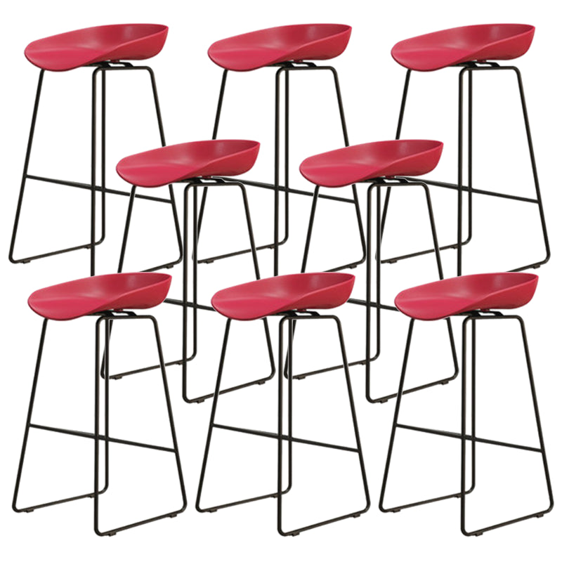 Modern Armless Backrest Counter Stool Iron Cafe Bar Stool with Pedal and Acrylic Seat Red 8 Piece Set Counter Stool(26"H) Clearhalo 'Bar Furniture' 'Bar Stools' 'bar_stools' 'furn' 'furn_bar_stools' 'Furniture' 'furniture_bar_stools' 'Kitchen & Dining Furniture' 5061899