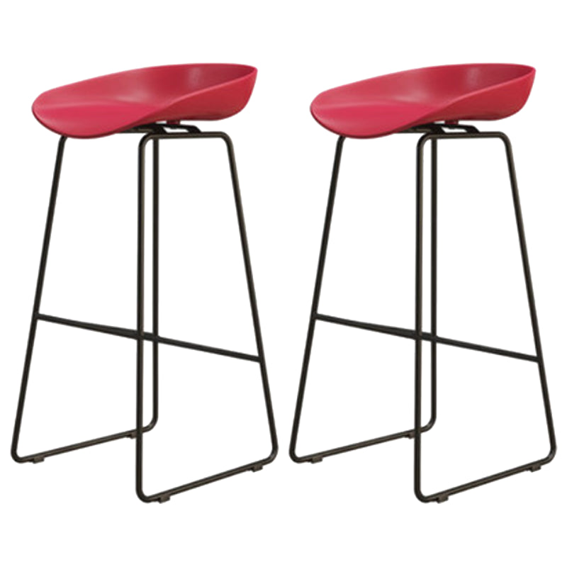 Modern Armless Backrest Counter Stool Iron Cafe Bar Stool with Pedal and Acrylic Seat Red 2 Piece Set Bar Stool(30"H) Clearhalo 'Bar Furniture' 'Bar Stools' 'bar_stools' 'furn' 'furn_bar_stools' 'Furniture' 'furniture_bar_stools' 'Kitchen & Dining Furniture' 5061900