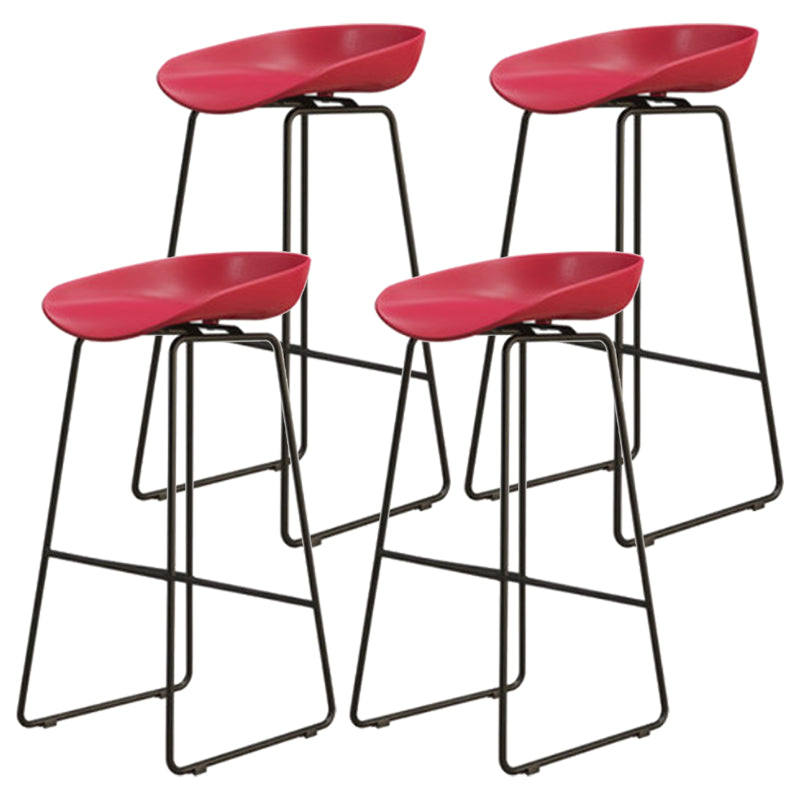 Modern Armless Backrest Counter Stool Iron Cafe Bar Stool with Pedal and Acrylic Seat Red 4 Piece Set Bar Stool(30"H) Clearhalo 'Bar Furniture' 'Bar Stools' 'bar_stools' 'furn' 'furn_bar_stools' 'Furniture' 'furniture_bar_stools' 'Kitchen & Dining Furniture' 5061901