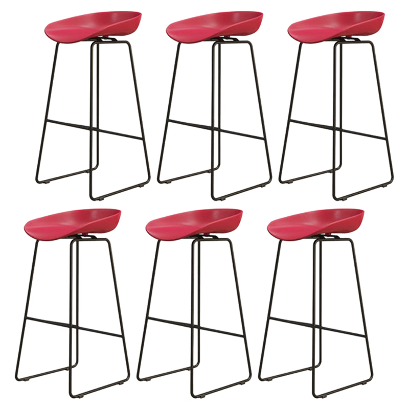 Modern Armless Backrest Counter Stool Iron Cafe Bar Stool with Pedal and Acrylic Seat Red 6 Piece Set Bar Stool(30"H) Clearhalo 'Bar Furniture' 'Bar Stools' 'bar_stools' 'furn' 'furn_bar_stools' 'Furniture' 'furniture_bar_stools' 'Kitchen & Dining Furniture' 5061902