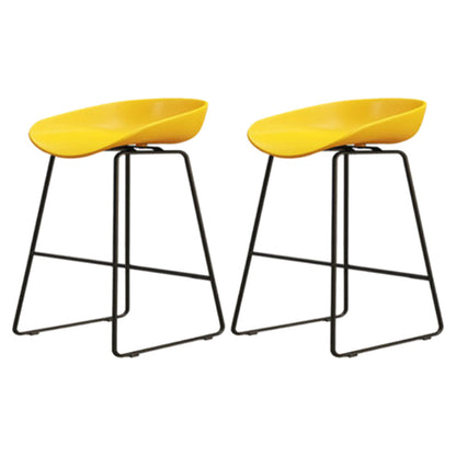 Modern Armless Backrest Counter Stool Iron Cafe Bar Stool with Pedal and Acrylic Seat Yellow 2 Piece Set Short Stool(18"H) Clearhalo 'Bar Furniture' 'Bar Stools' 'bar_stools' 'furn' 'furn_bar_stools' 'Furniture' 'furniture_bar_stools' 'Kitchen & Dining Furniture' 5061904
