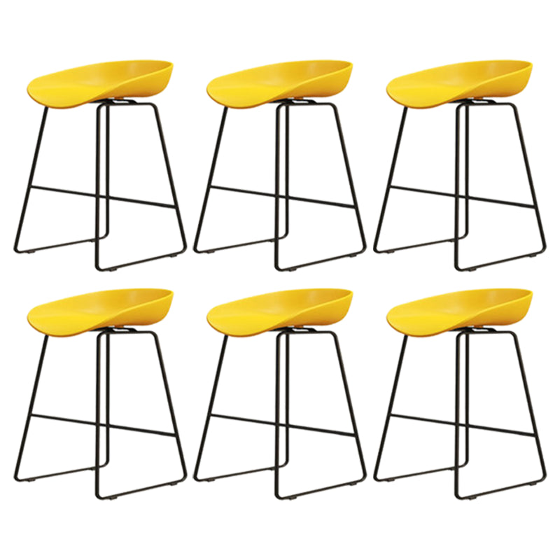Modern Armless Backrest Counter Stool Iron Cafe Bar Stool with Pedal and Acrylic Seat Yellow 6 Piece Set Short Stool(18"H) Clearhalo 'Bar Furniture' 'Bar Stools' 'bar_stools' 'furn' 'furn_bar_stools' 'Furniture' 'furniture_bar_stools' 'Kitchen & Dining Furniture' 5061906
