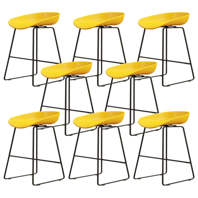 Modern Armless Backrest Counter Stool Iron Cafe Bar Stool with Pedal and Acrylic Seat Yellow 8 Piece Set Short Stool(18"H) Clearhalo 'Bar Furniture' 'Bar Stools' 'bar_stools' 'furn' 'furn_bar_stools' 'Furniture' 'furniture_bar_stools' 'Kitchen & Dining Furniture' 5061907
