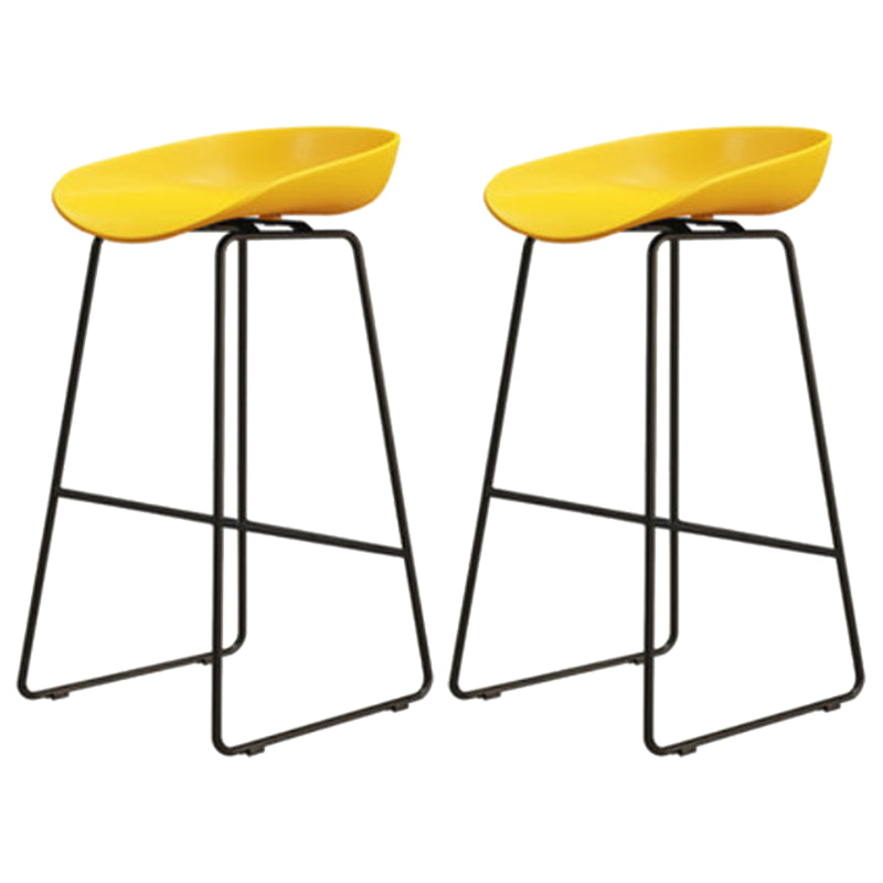 Modern Armless Backrest Counter Stool Iron Cafe Bar Stool with Pedal and Acrylic Seat Yellow 2 Piece Set Counter Stool(26"H) Clearhalo 'Bar Furniture' 'Bar Stools' 'bar_stools' 'furn' 'furn_bar_stools' 'Furniture' 'furniture_bar_stools' 'Kitchen & Dining Furniture' 5061908
