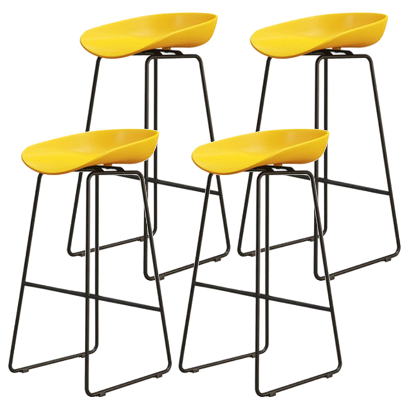 Modern Armless Backrest Counter Stool Iron Cafe Bar Stool with Pedal and Acrylic Seat Yellow 4 Piece Set Bar Stool(30"H) Clearhalo 'Bar Furniture' 'Bar Stools' 'bar_stools' 'furn' 'furn_bar_stools' 'Furniture' 'furniture_bar_stools' 'Kitchen & Dining Furniture' 5061913