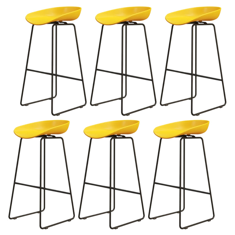 Modern Armless Backrest Counter Stool Iron Cafe Bar Stool with Pedal and Acrylic Seat Yellow 6 Piece Set Bar Stool(30"H) Clearhalo 'Bar Furniture' 'Bar Stools' 'bar_stools' 'furn' 'furn_bar_stools' 'Furniture' 'furniture_bar_stools' 'Kitchen & Dining Furniture' 5061914