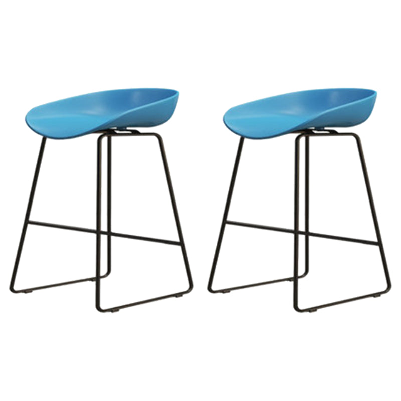 Modern Armless Backrest Counter Stool Iron Cafe Bar Stool with Pedal and Acrylic Seat Blue 2 Piece Set Short Stool(18"H) Clearhalo 'Bar Furniture' 'Bar Stools' 'bar_stools' 'furn' 'furn_bar_stools' 'Furniture' 'furniture_bar_stools' 'Kitchen & Dining Furniture' 5061916