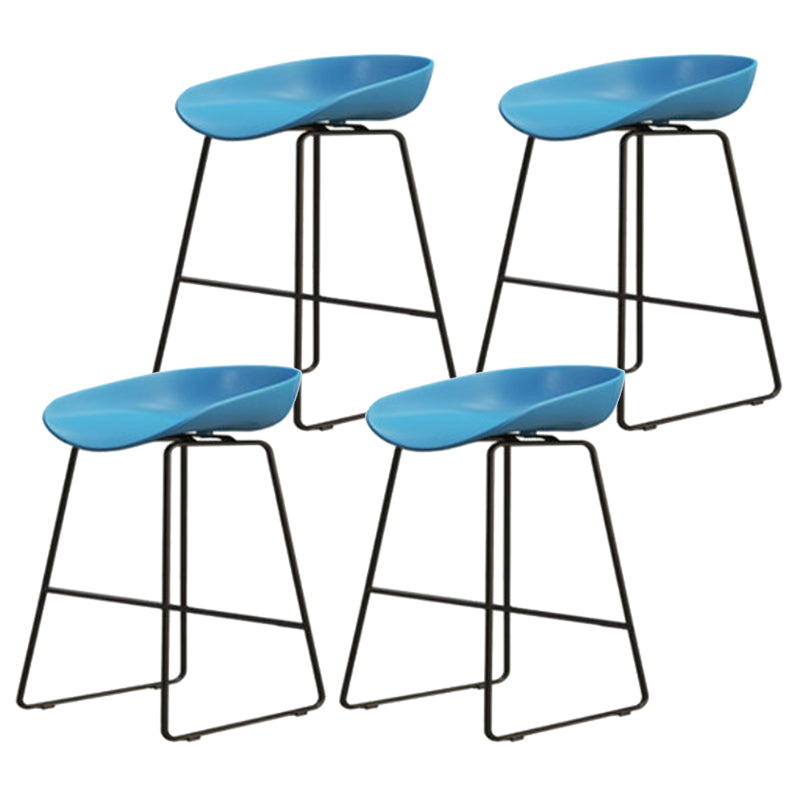 Modern Armless Backrest Counter Stool Iron Cafe Bar Stool with Pedal and Acrylic Seat Blue 4 Piece Set Short Stool(18"H) Clearhalo 'Bar Furniture' 'Bar Stools' 'bar_stools' 'furn' 'furn_bar_stools' 'Furniture' 'furniture_bar_stools' 'Kitchen & Dining Furniture' 5061917