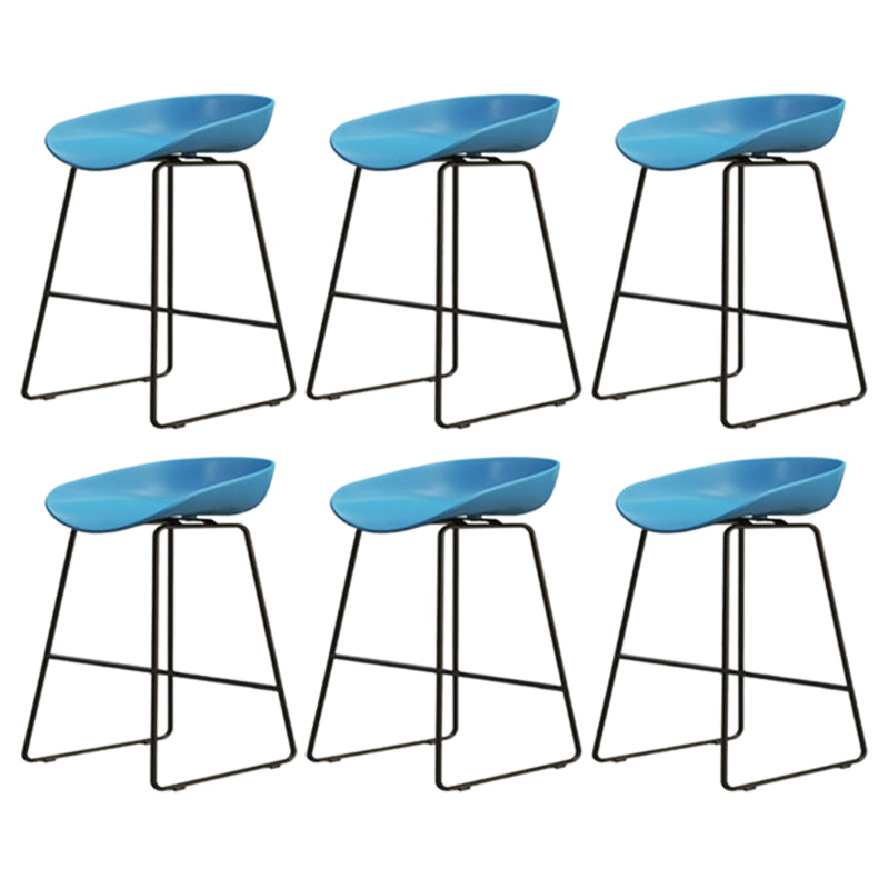 Modern Armless Backrest Counter Stool Iron Cafe Bar Stool with Pedal and Acrylic Seat Blue 6 Piece Set Short Stool(18"H) Clearhalo 'Bar Furniture' 'Bar Stools' 'bar_stools' 'furn' 'furn_bar_stools' 'Furniture' 'furniture_bar_stools' 'Kitchen & Dining Furniture' 5061918