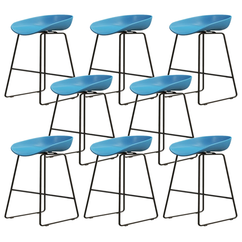 Modern Armless Backrest Counter Stool Iron Cafe Bar Stool with Pedal and Acrylic Seat Blue 8 Piece Set Short Stool(18"H) Clearhalo 'Bar Furniture' 'Bar Stools' 'bar_stools' 'furn' 'furn_bar_stools' 'Furniture' 'furniture_bar_stools' 'Kitchen & Dining Furniture' 5061919