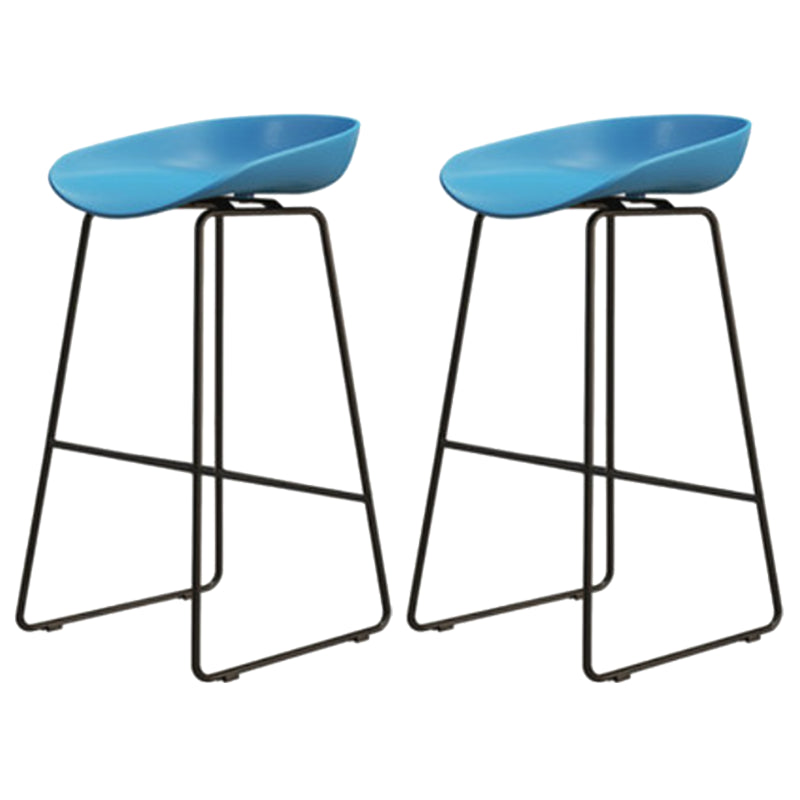 Modern Armless Backrest Counter Stool Iron Cafe Bar Stool with Pedal and Acrylic Seat Blue 2 Piece Set Counter Stool(26"H) Clearhalo 'Bar Furniture' 'Bar Stools' 'bar_stools' 'furn' 'furn_bar_stools' 'Furniture' 'furniture_bar_stools' 'Kitchen & Dining Furniture' 5061920