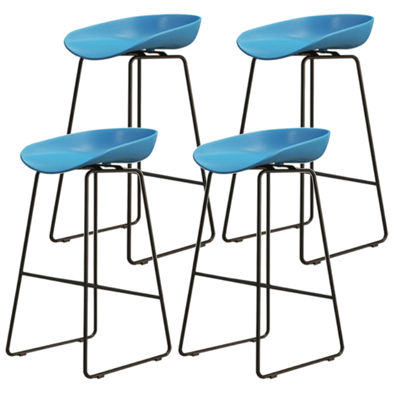 Modern Armless Backrest Counter Stool Iron Cafe Bar Stool with Pedal and Acrylic Seat Blue 4 Piece Set Counter Stool(26"H) Clearhalo 'Bar Furniture' 'Bar Stools' 'bar_stools' 'furn' 'furn_bar_stools' 'Furniture' 'furniture_bar_stools' 'Kitchen & Dining Furniture' 5061921