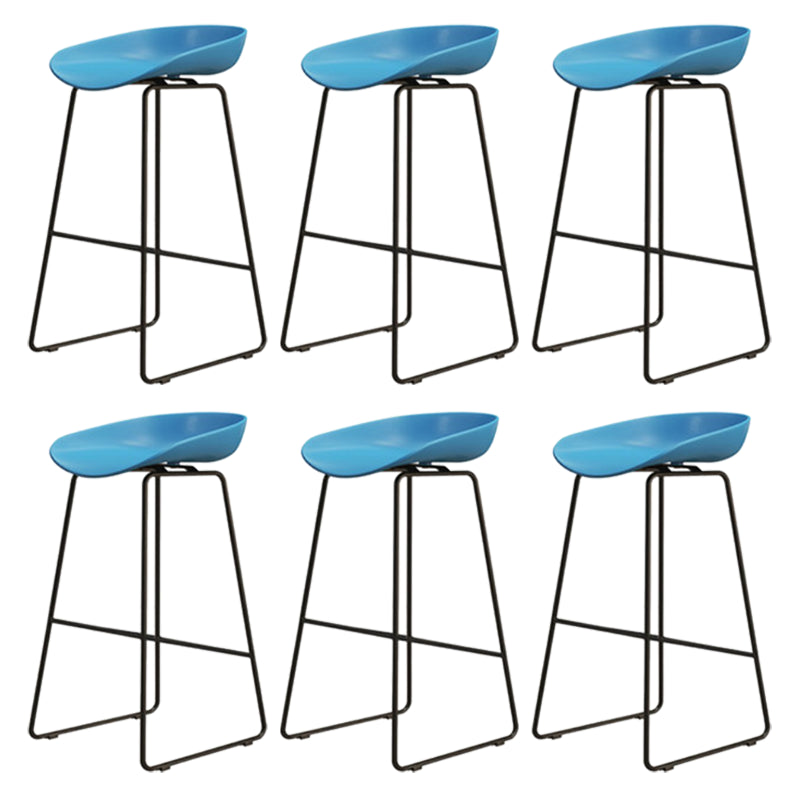 Modern Armless Backrest Counter Stool Iron Cafe Bar Stool with Pedal and Acrylic Seat Blue 6 Piece Set Counter Stool(26"H) Clearhalo 'Bar Furniture' 'Bar Stools' 'bar_stools' 'furn' 'furn_bar_stools' 'Furniture' 'furniture_bar_stools' 'Kitchen & Dining Furniture' 5061922