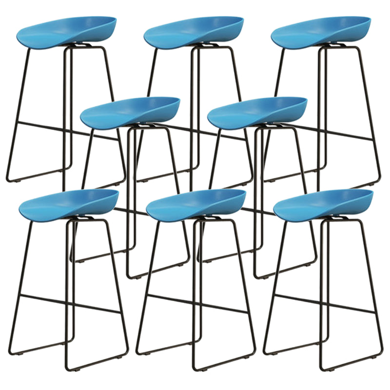 Modern Armless Backrest Counter Stool Iron Cafe Bar Stool with Pedal and Acrylic Seat Blue 8 Piece Set Counter Stool(26"H) Clearhalo 'Bar Furniture' 'Bar Stools' 'bar_stools' 'furn' 'furn_bar_stools' 'Furniture' 'furniture_bar_stools' 'Kitchen & Dining Furniture' 5061923
