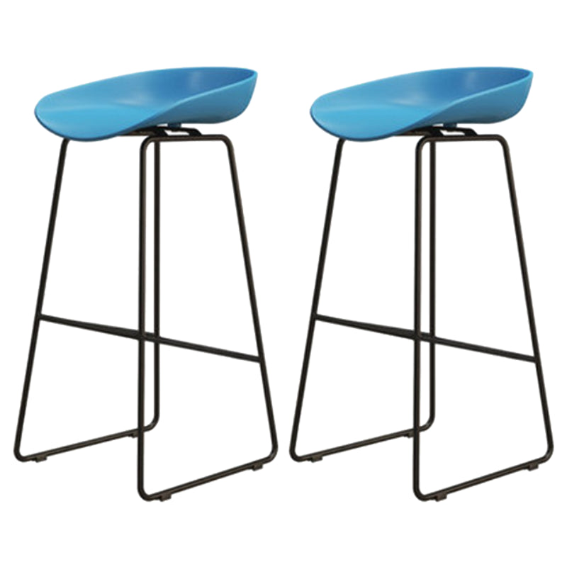 Modern Armless Backrest Counter Stool Iron Cafe Bar Stool with Pedal and Acrylic Seat Blue 2 Piece Set Bar Stool(30"H) Clearhalo 'Bar Furniture' 'Bar Stools' 'bar_stools' 'furn' 'furn_bar_stools' 'Furniture' 'furniture_bar_stools' 'Kitchen & Dining Furniture' 5061924
