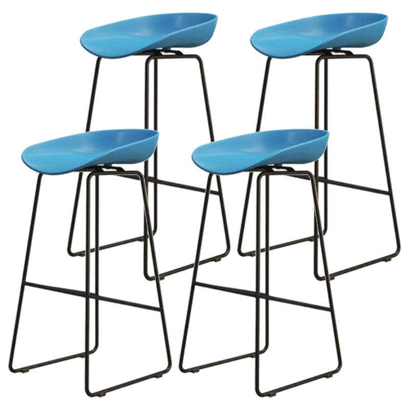 Modern Armless Backrest Counter Stool Iron Cafe Bar Stool with Pedal and Acrylic Seat Blue 4 Piece Set Bar Stool(30"H) Clearhalo 'Bar Furniture' 'Bar Stools' 'bar_stools' 'furn' 'furn_bar_stools' 'Furniture' 'furniture_bar_stools' 'Kitchen & Dining Furniture' 5061925