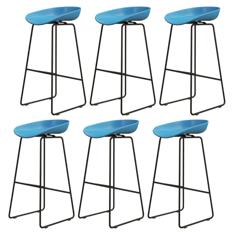 Modern Armless Backrest Counter Stool Iron Cafe Bar Stool with Pedal and Acrylic Seat Blue 6 Piece Set Bar Stool(30"H) Clearhalo 'Bar Furniture' 'Bar Stools' 'bar_stools' 'furn' 'furn_bar_stools' 'Furniture' 'furniture_bar_stools' 'Kitchen & Dining Furniture' 5061926